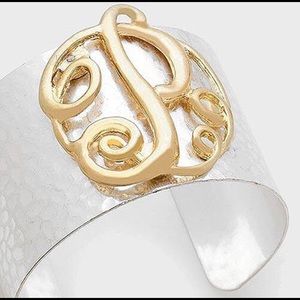 Hammered Initial Monogram Cuff, NWT- only G, H, P, T or W left in our inventory!